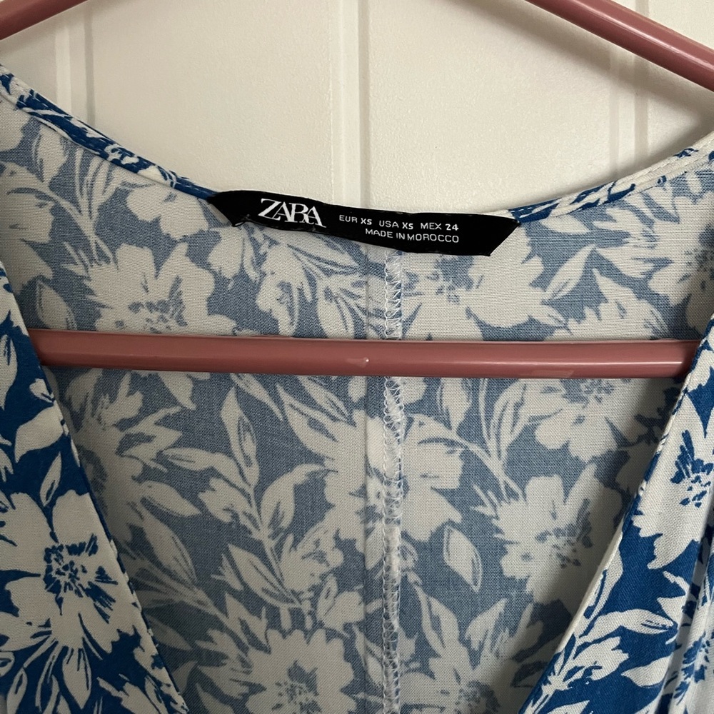 Zara Blue Floral Midi Dress - Picture 4 of 6